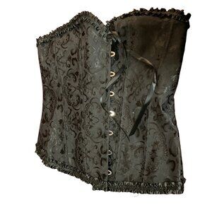 Black Brocade Corset w/ Ruffle Hem